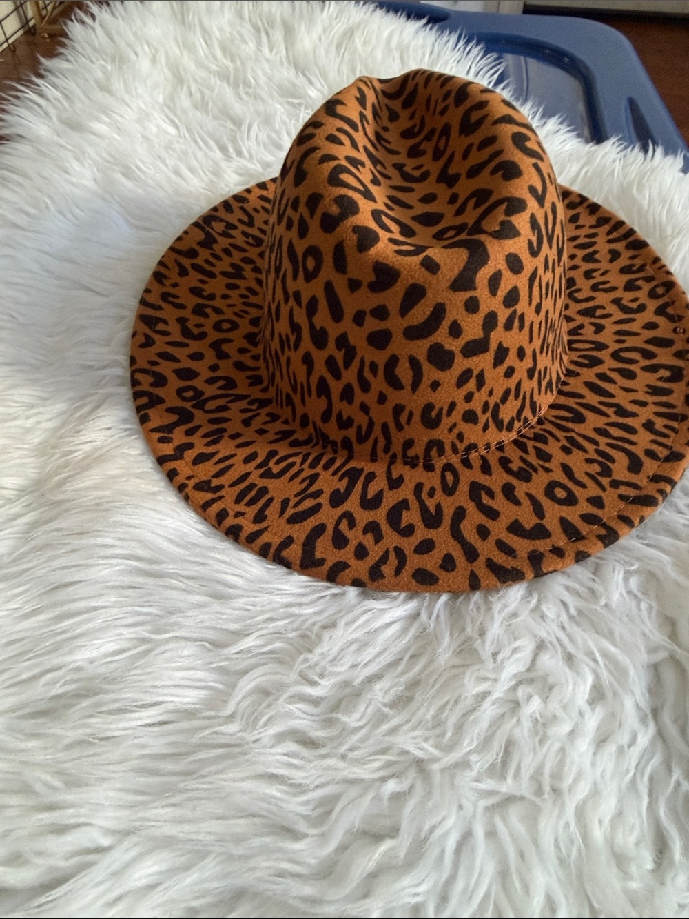Leopard Print Fedora Hat - Brown/Black